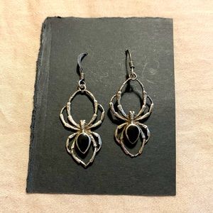 Sterling silver spider earrings
